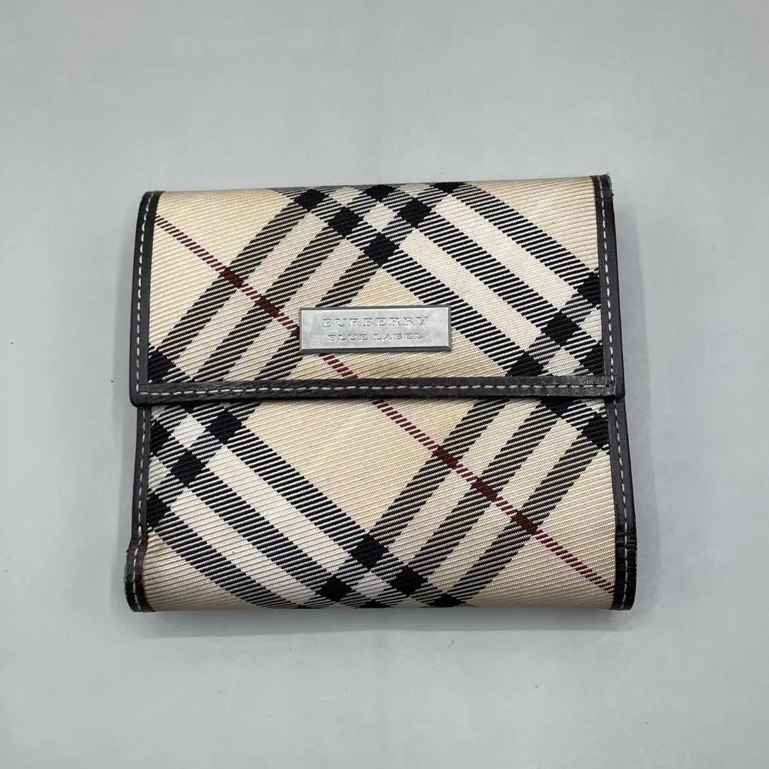 良品 BURBERRY BLUE LABEL バーバリーブルーレーベル 二つ折り財布