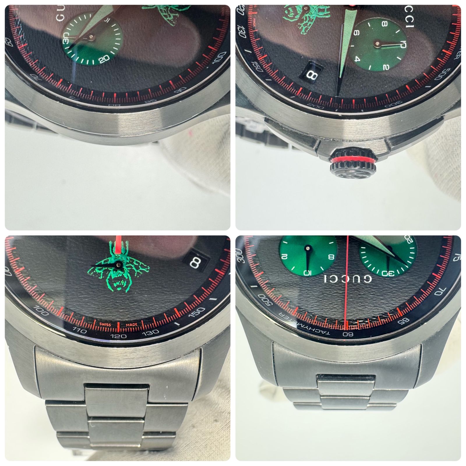 【美品】腕時計 メンズ グッチ GUCCI Gタイムレス 126.2 YA126270 ビー 蜂モチーフ クォーツ 黒 クロノグラフ タキメーター デイト表示 美品】腕時計 メンズ グッチ GUCCI Gタイムレス 126.2 YA126270 ビー