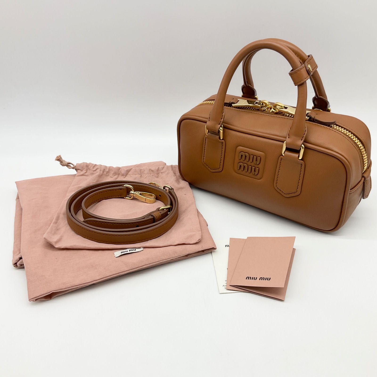 アルカディ レザー MIU バッグ レギュラー Miu コニャック ミュウ