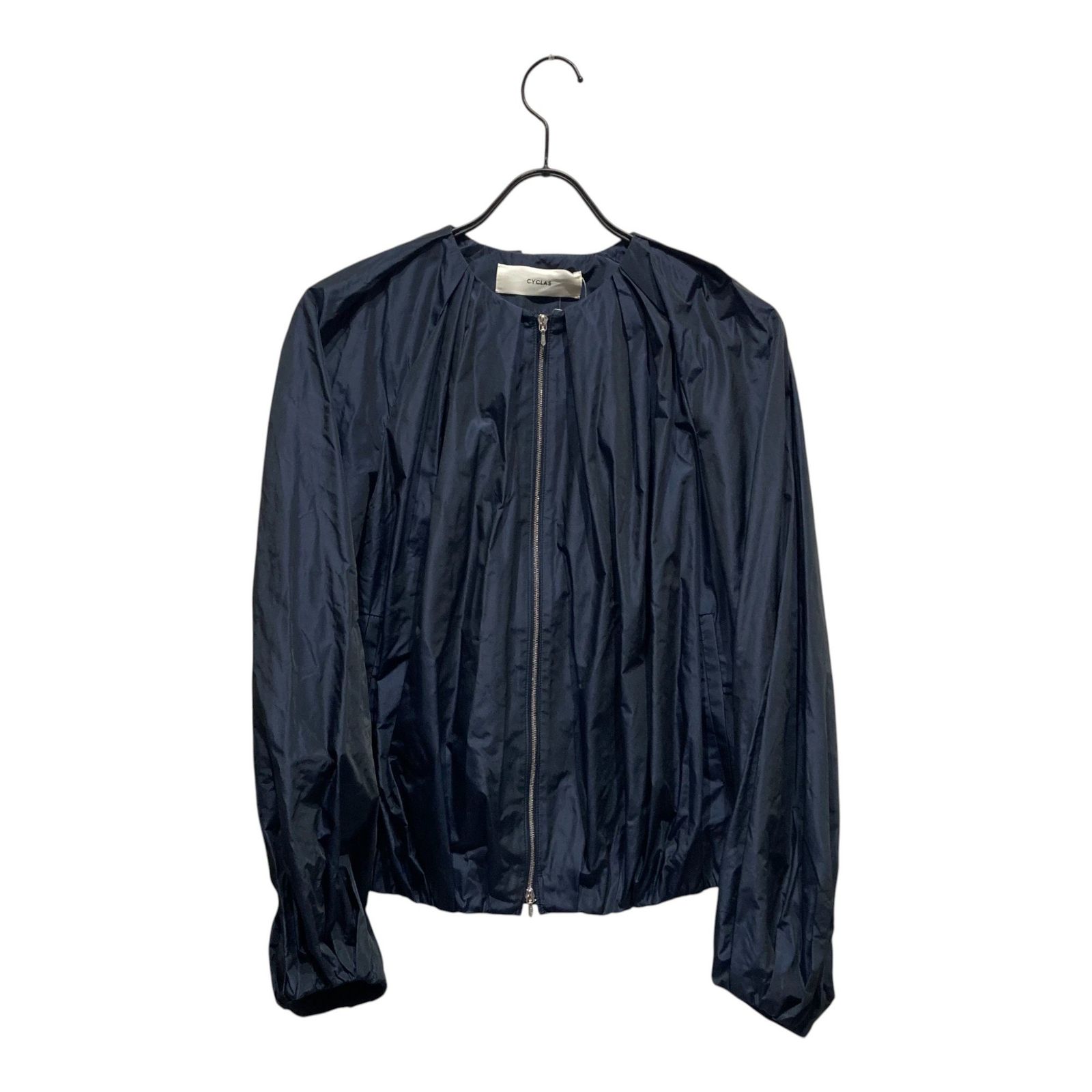 美品 22SS CYCLAS シクラス ドルマンスリーブ ノーカラータックギャザーブルゾン ジャケット R04-44010 サイズ34 ネイビー レディース 古着 中古 USED CYCLAS ① R04-44010 ノーカラータックギャザーブルゾン レディース