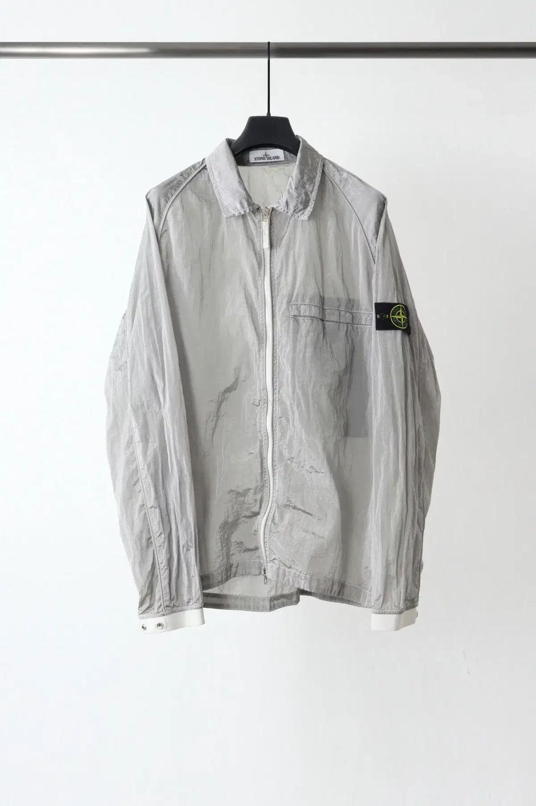 最終値引！ STONE  24ss ナイロンメタル シャツ XXL STONE ISLAND ナイロンメタル オーバーサイズシャツ シルバー XXL 出品