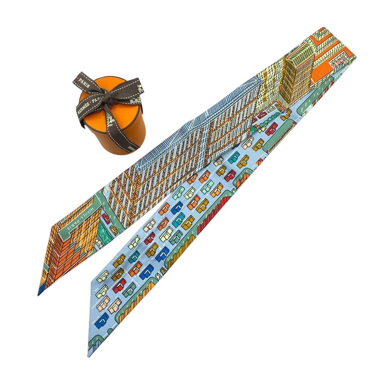 新品同様 HERMES エルメス ツイリー スカーフ シルク Pantin City