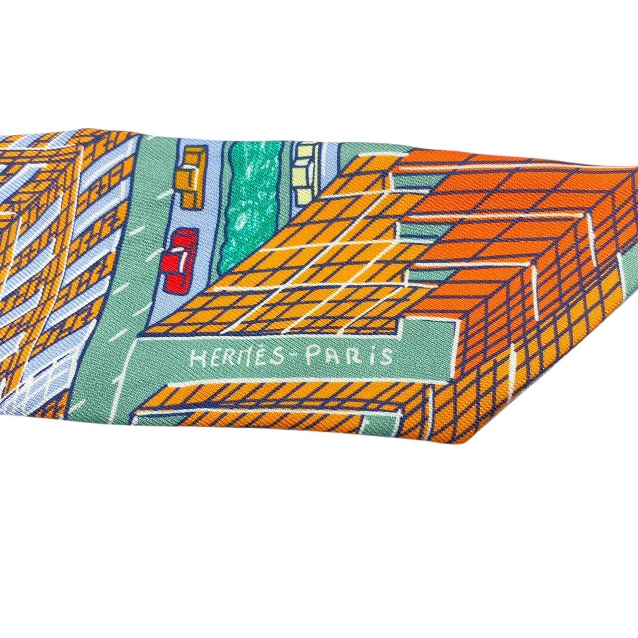 新品同様 HERMES エルメス ツイリー スカーフ シルク Pantin City