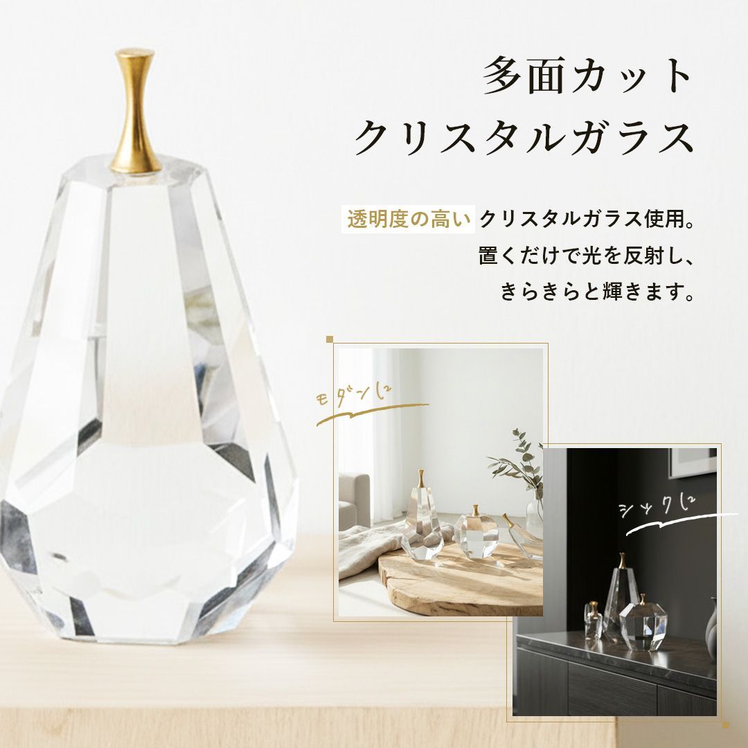果物 フルーツ クリスタルガラス 置物 全3種類 彫刻 ガラス オブジェ