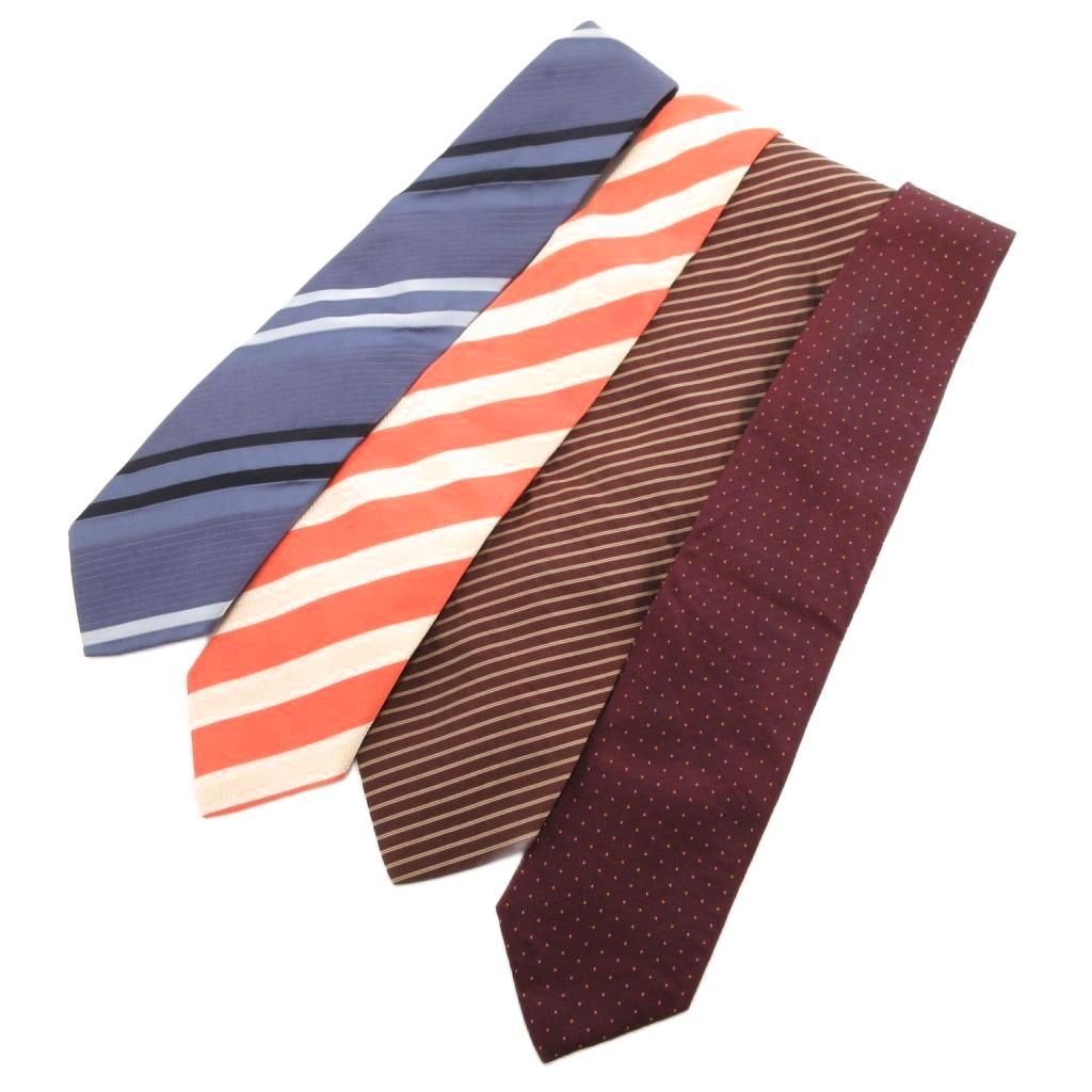 ヒューゴボス HUGO BOSS ネクタイ 4本セット まとめ 総柄 ストライプ