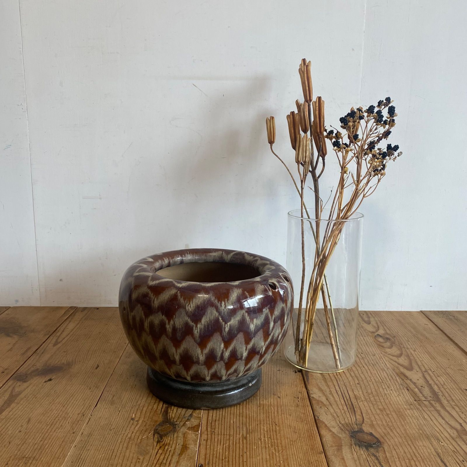 アンティーク 陶器 火鉢 鉢カバー メダカ鉢 睡蓮鉢 植木鉢 y588 - メルカリ