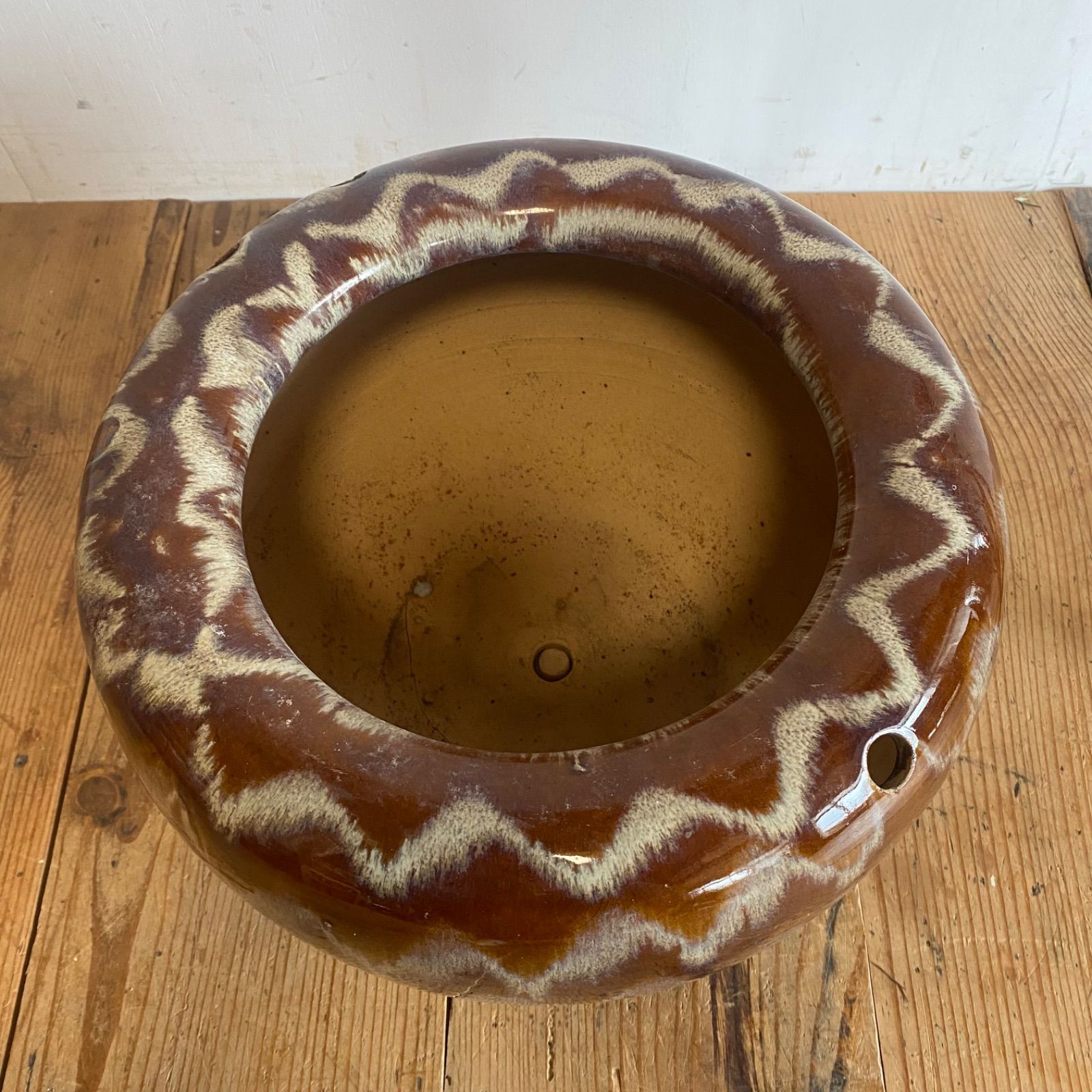 アンティーク 陶器 火鉢 鉢カバー メダカ鉢 睡蓮鉢 植木鉢 y588 - メルカリ