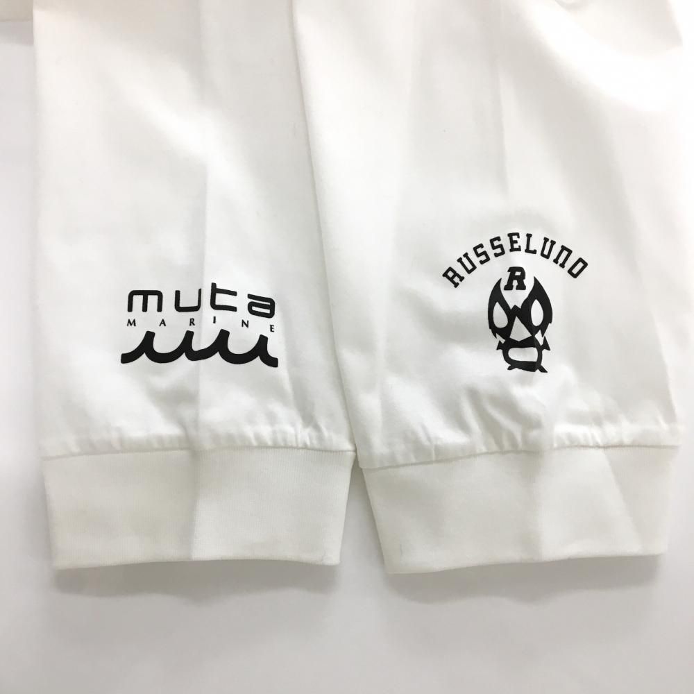 超美品】ラッセルノ×ムータ 長袖Tシャツ 白×黒×グリーン ロゴプリント