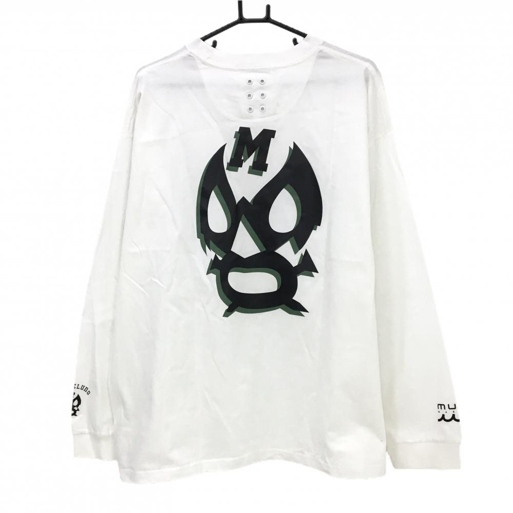超美品】ラッセルノ×ムータ 長袖Tシャツ 白×黒×グリーン ロゴプリント