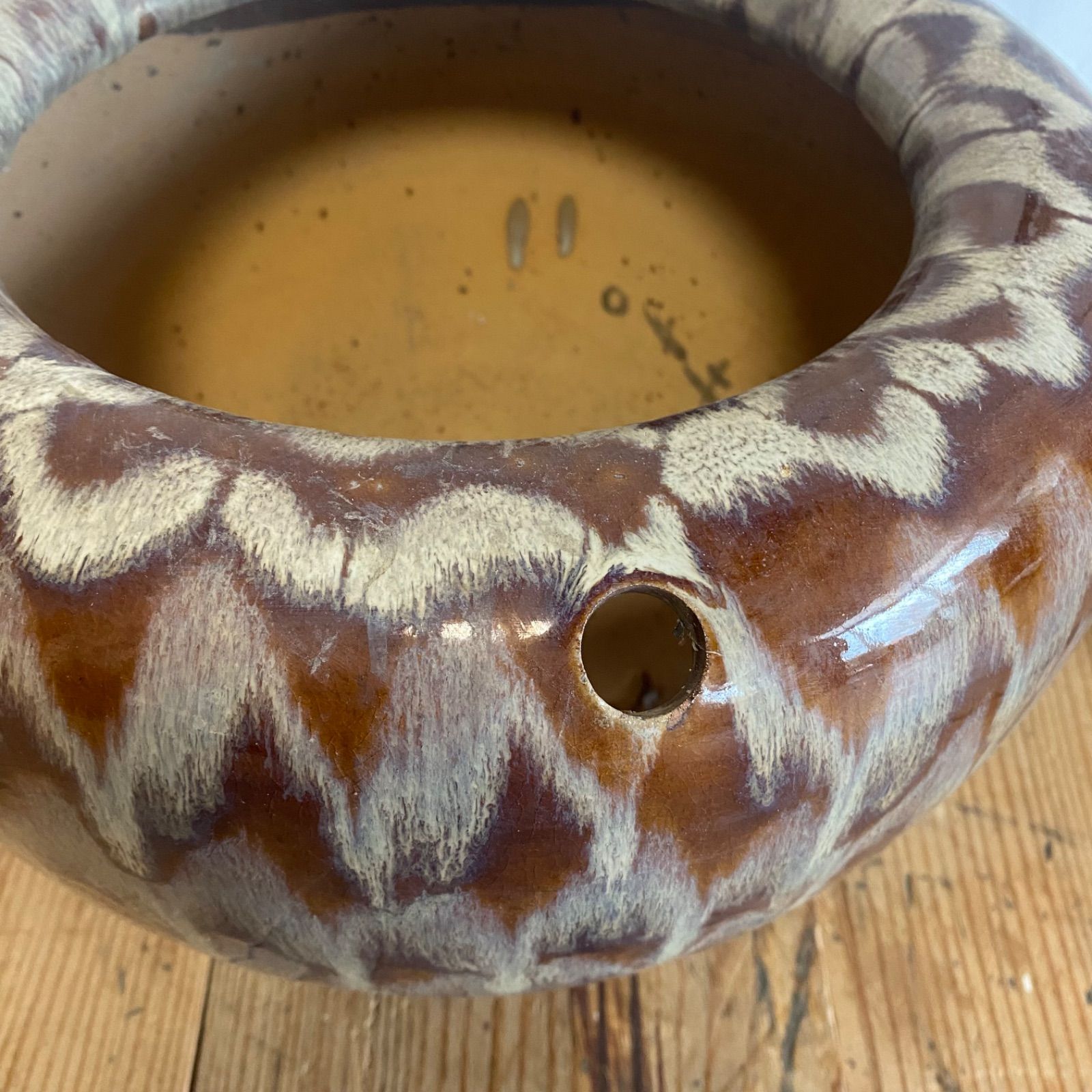 アンティーク 陶器 火鉢 鉢カバー メダカ鉢 睡蓮鉢 植木鉢 y590 - メルカリ