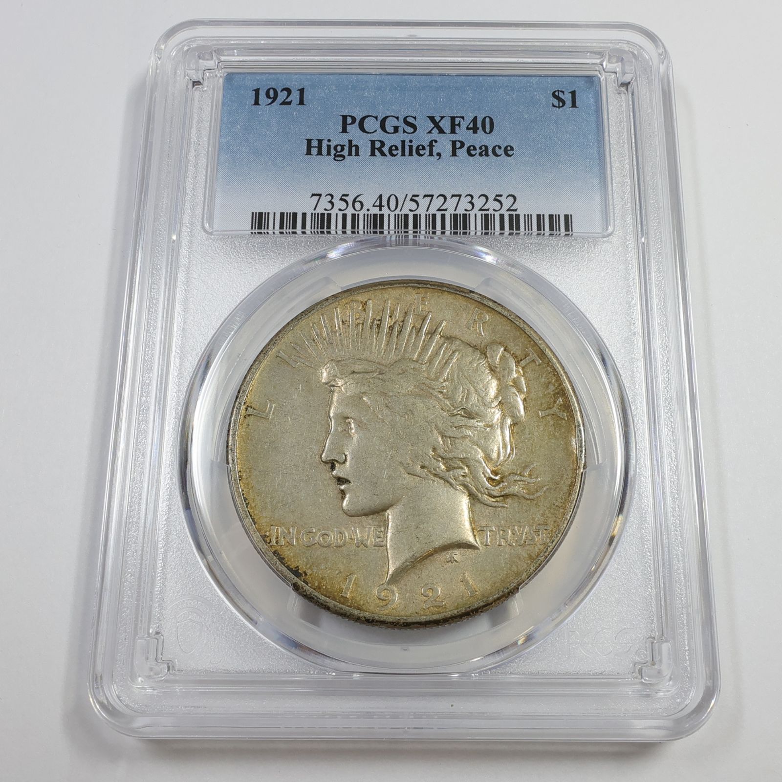 1921年 P PCGS XF40 - 高浮き彫りシルバーピースダラー1ドルコイン
