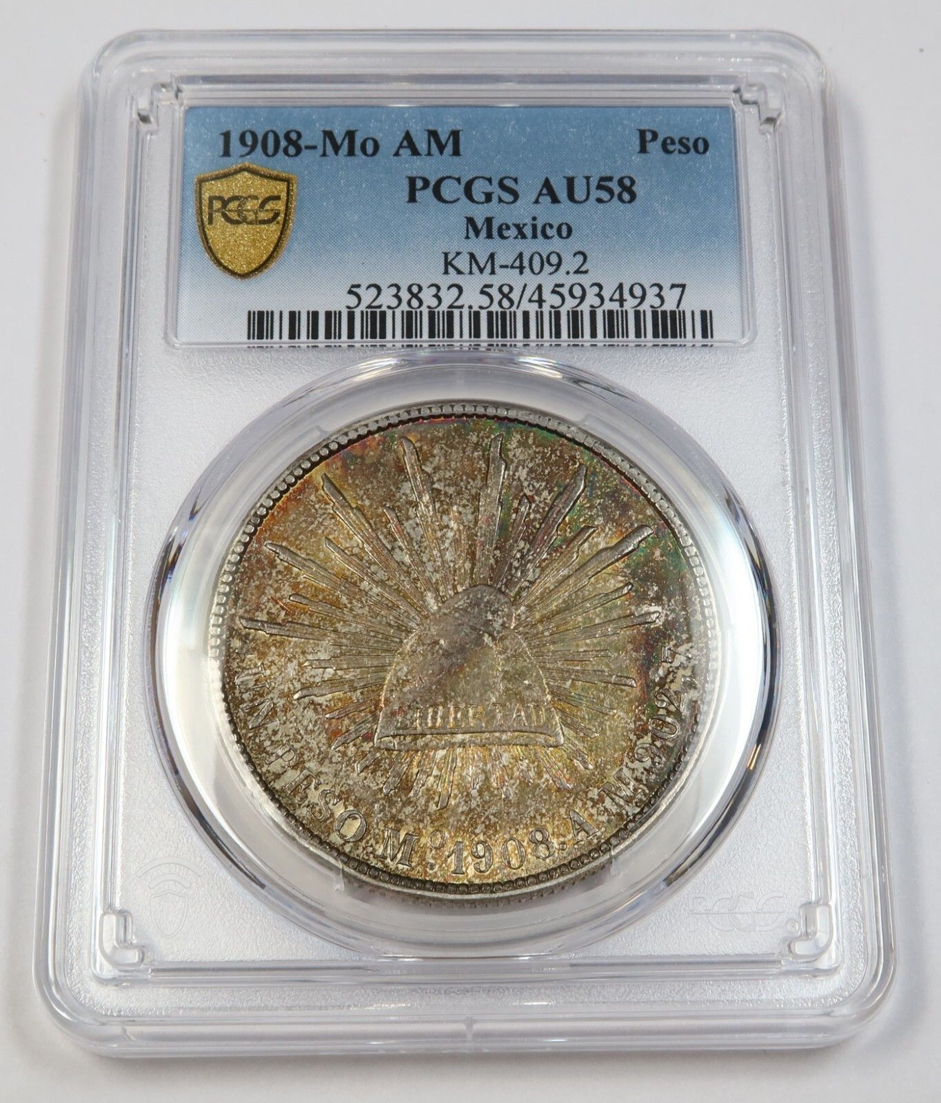 1908年 Mo AM PCGS AU58 | メキシコ - 銀貨 1ペソ - メルカリ