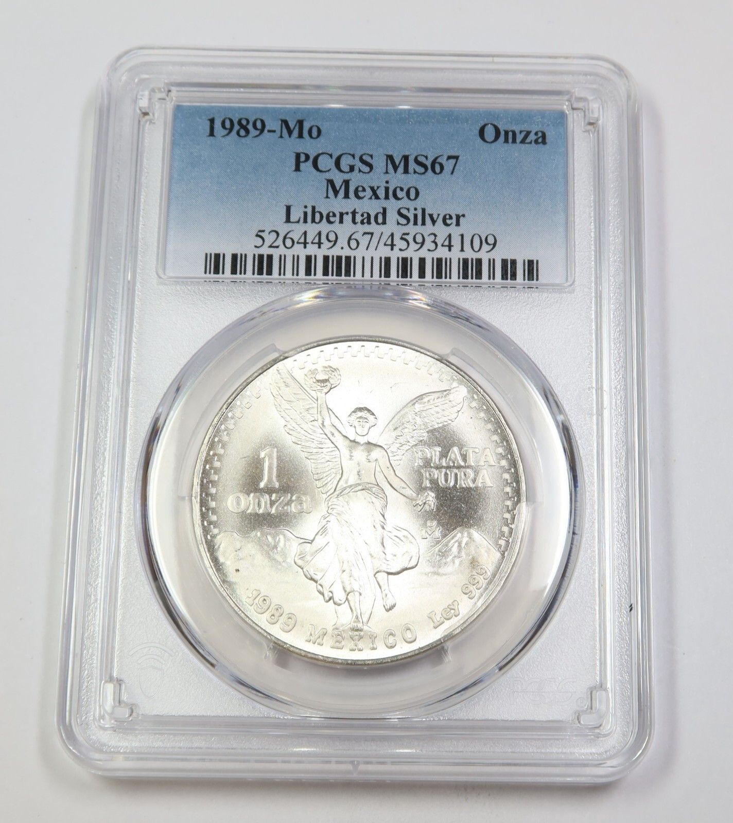1989 Mo PCGS MS67 メキシコ - 1 オンス シルバー リベルタ - Un Onza