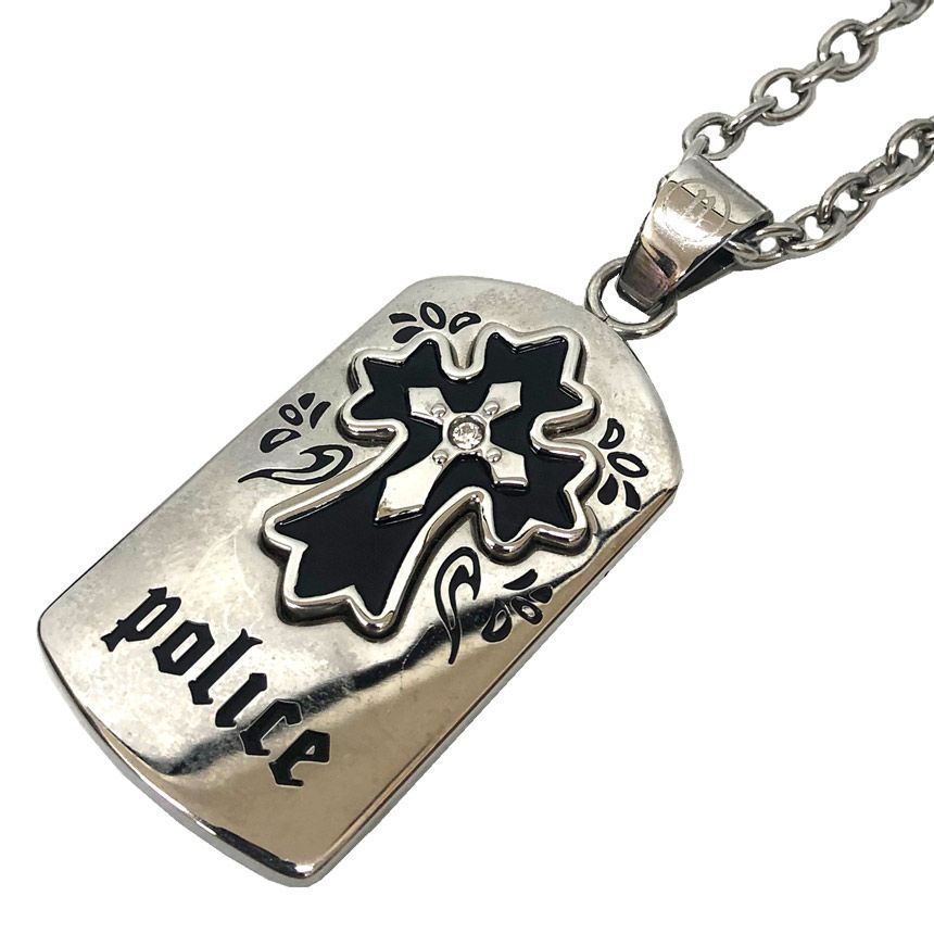 Police ポリス プレート クロス ネックレス SS シルバー メンズ