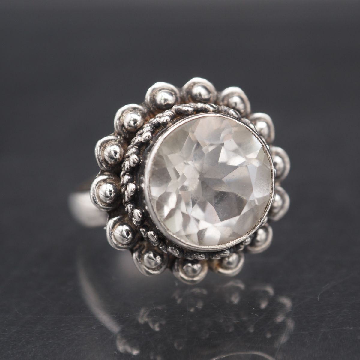 Q381 ダイヤモンド風 925刻印 リング 大ぶり デザイン シルバー 指輪