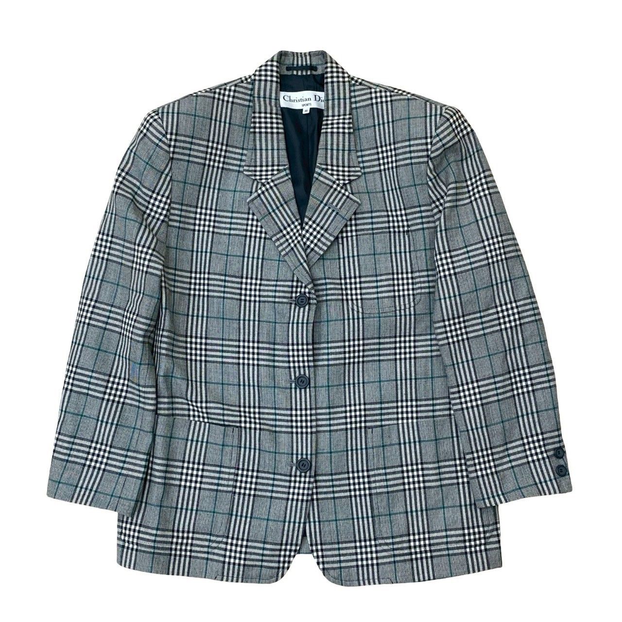 極 美品 Christian Dior ディオール チェック 柄 ウール ポリエステル