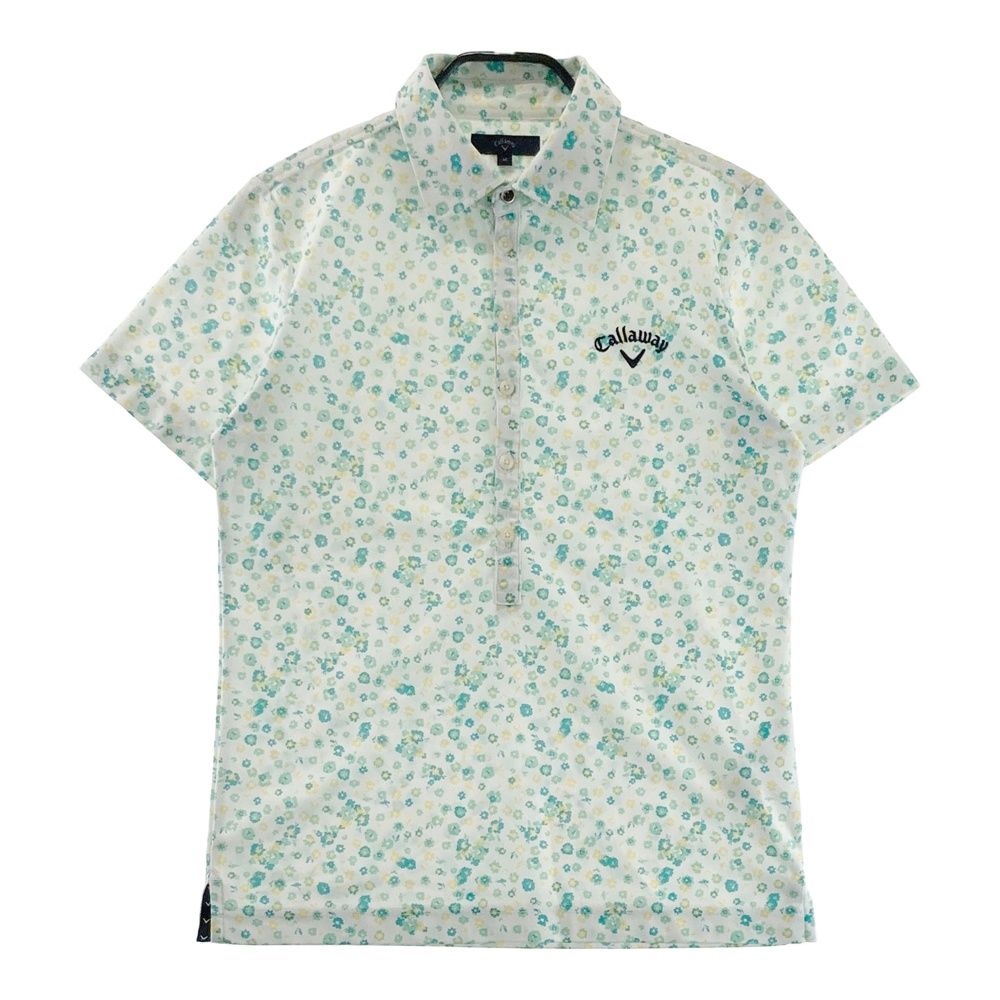 サイズ：M CALLAWAY キャロウェイ 半袖ポロシャツ 花柄 ホワイト系