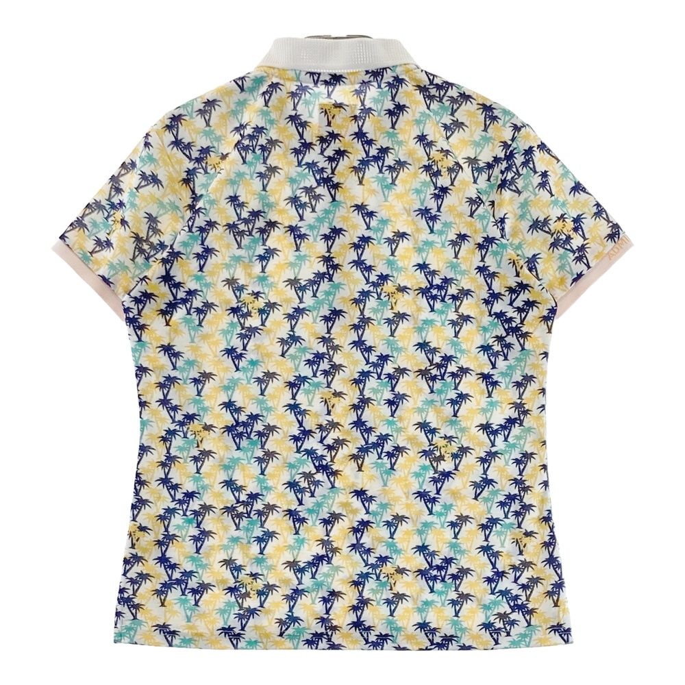 サイズ：L ADMIRAL アドミラル 半袖ポロシャツ ヤシの木柄 ホワイト系