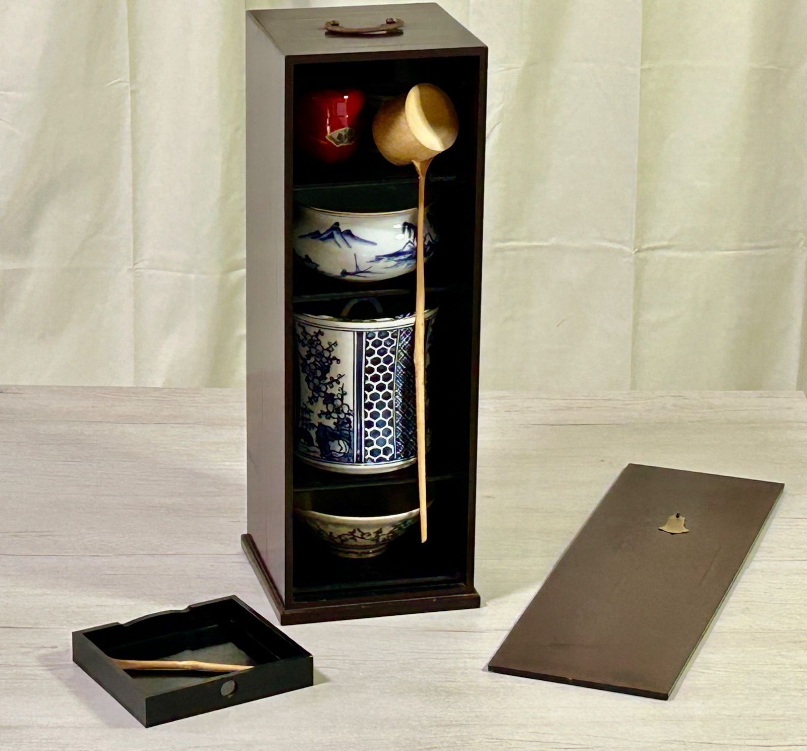 茶道具セット 茶碗 柄杓 棗/なつめ 蓋置 水指 建水 茶杓 7点セット