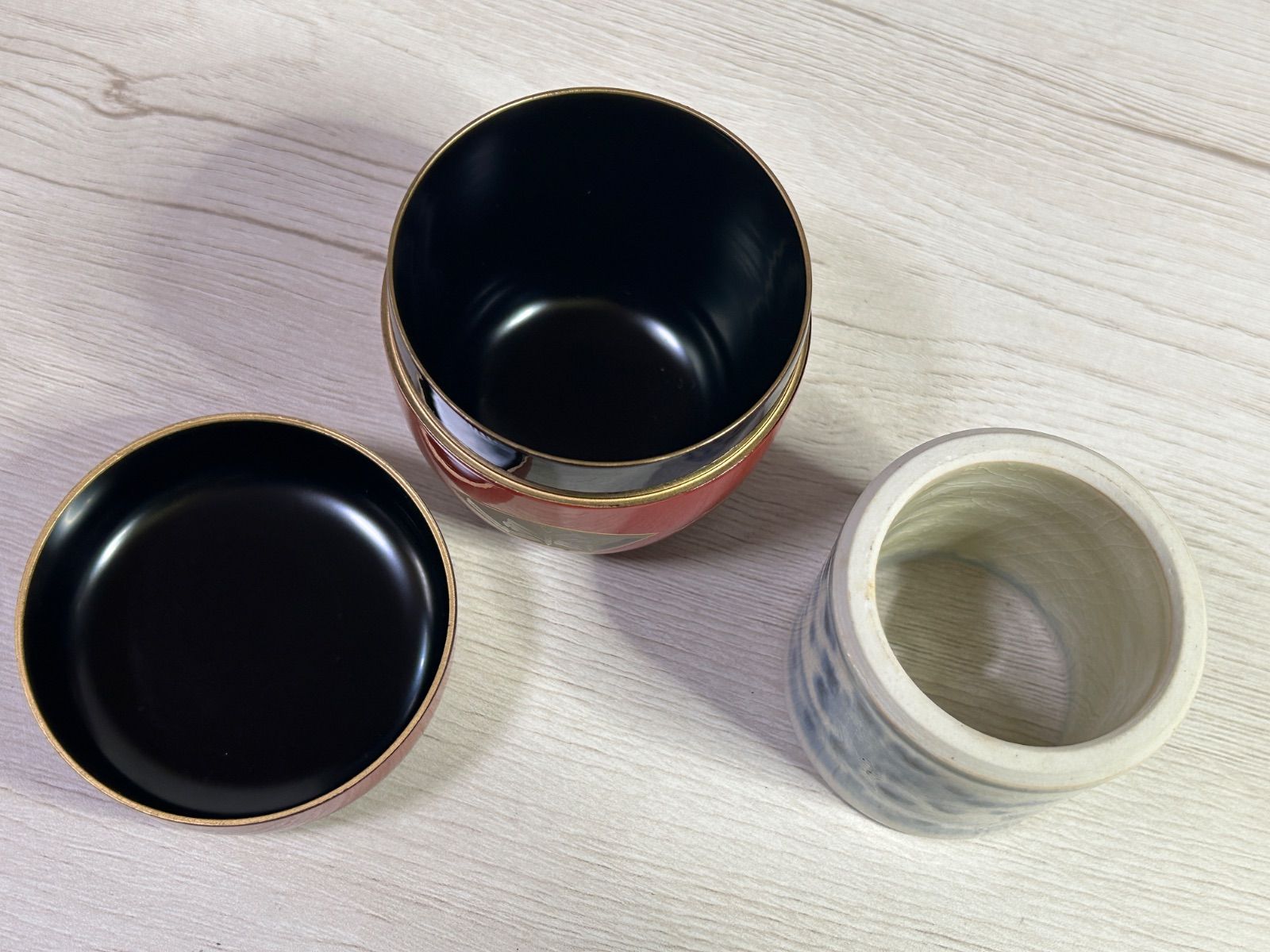 茶道具セット 茶碗 柄杓 棗/なつめ 蓋置 水指 建水 茶杓 7点セット