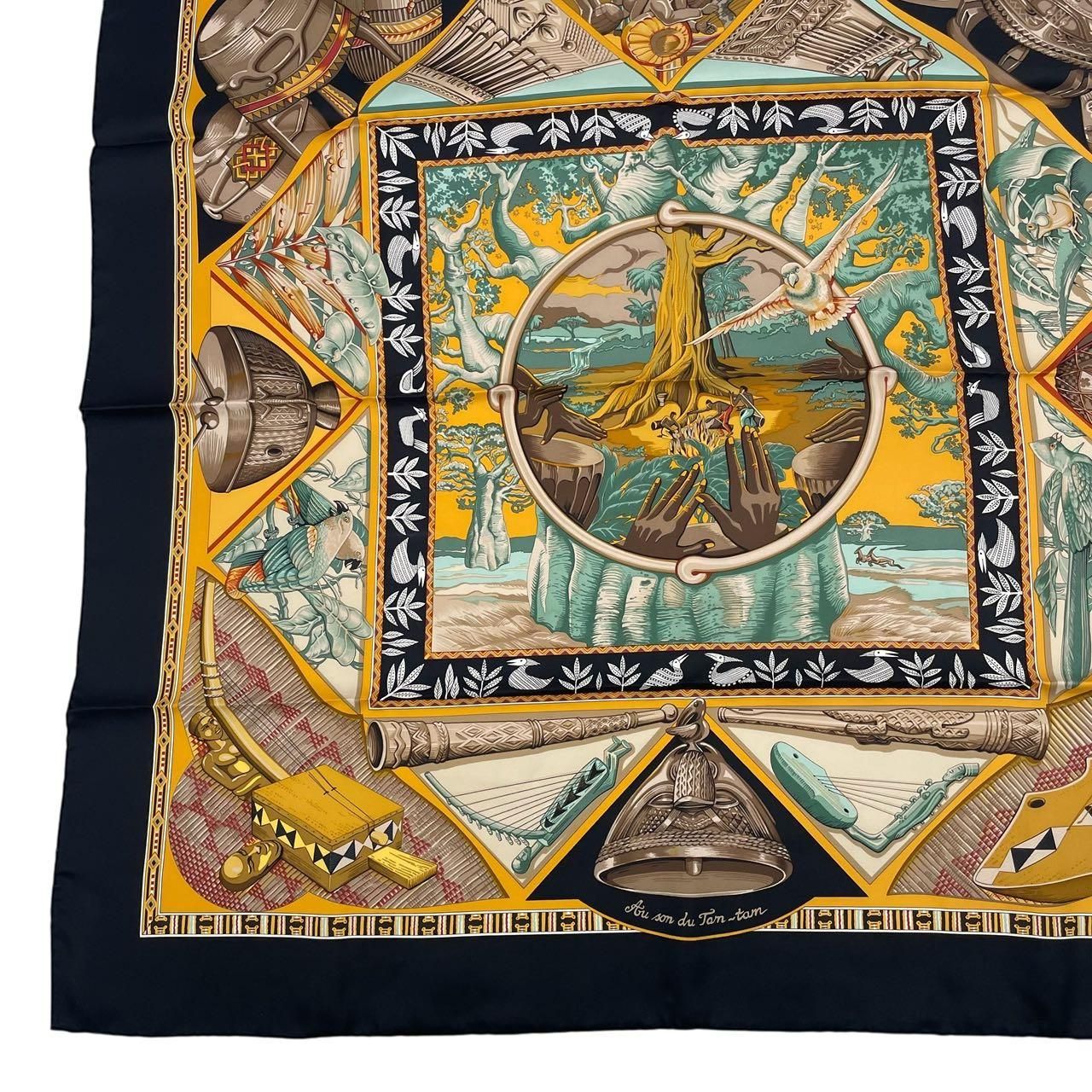 極美品 HERMES エルメス スカーフ カレ90 Au Son du Tam Tam タムタム