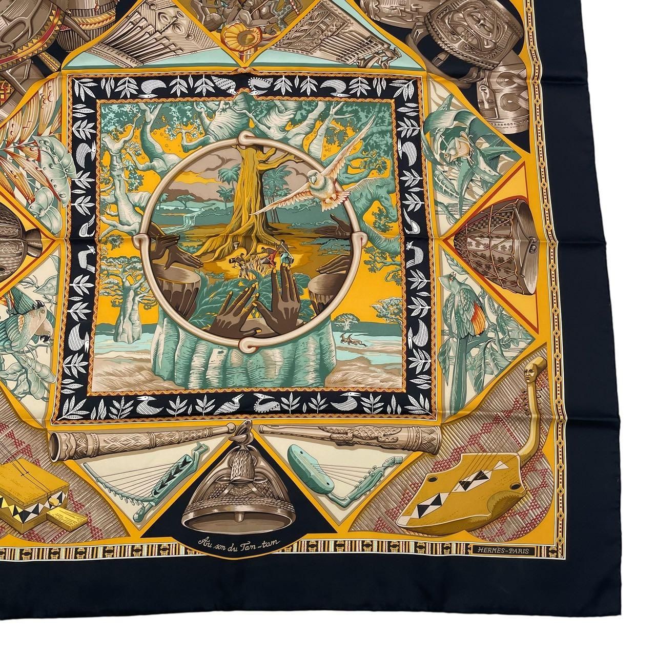 極美品 HERMES エルメス スカーフ カレ90 Au Son du Tam Tam タムタム