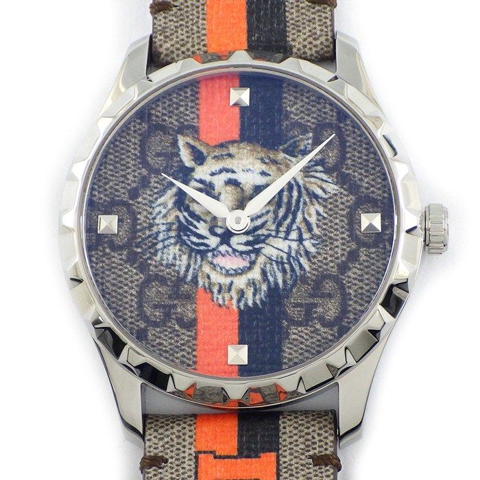 グッチ GUCCI 腕時計 Gタイムレス 126.4 タイガー ベージュ GG