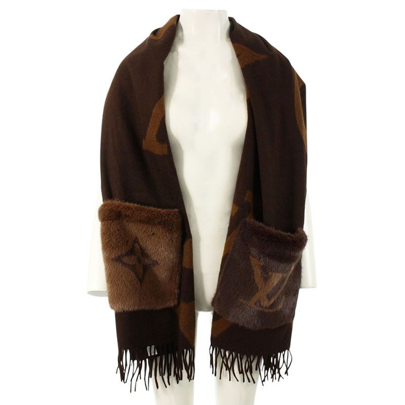 ルイヴィトン M77387 マフラー・ジ アルティメット ファー ミンク