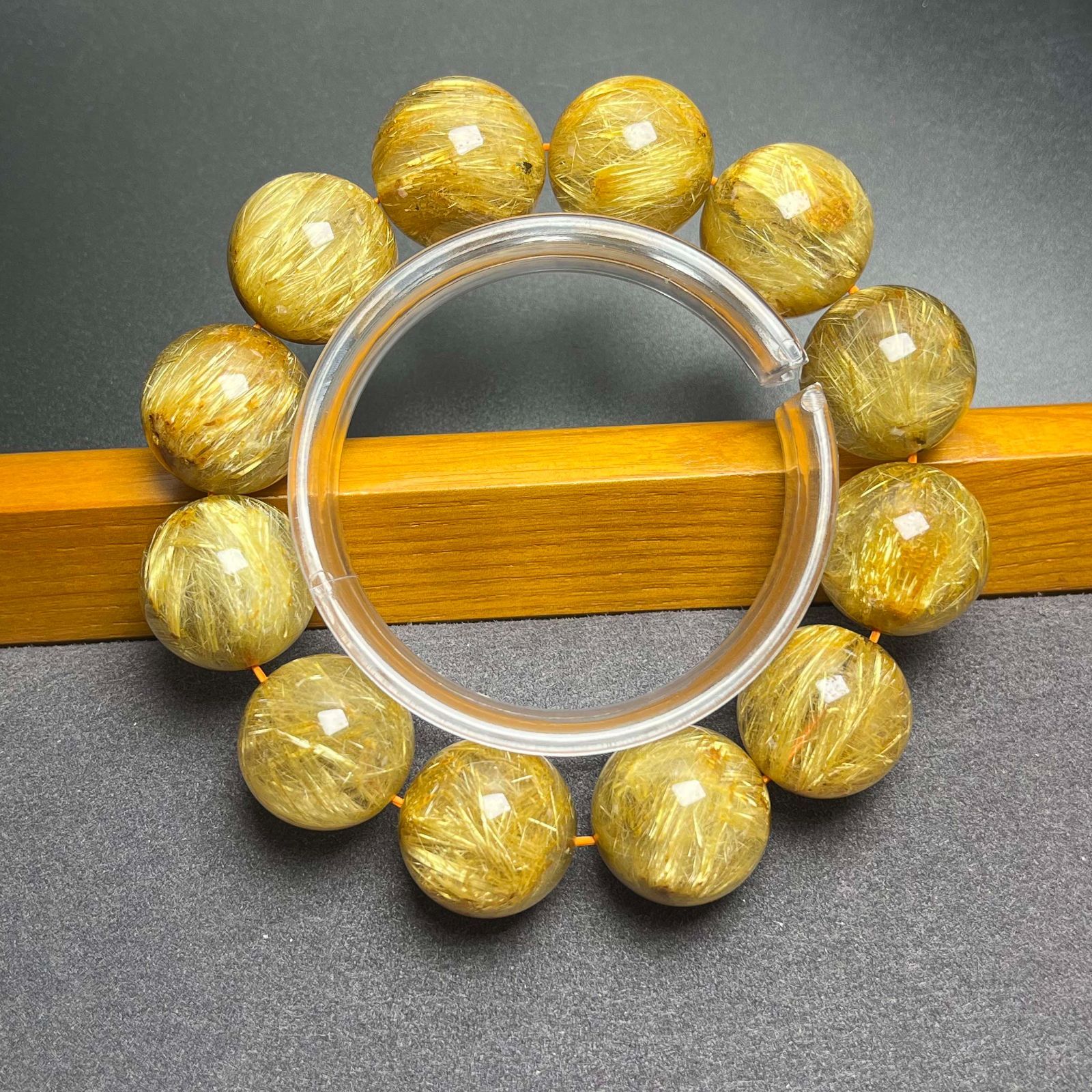 超大！天然石☆【100A極!極満針ルチルクォーツ】☆ブレスレット 天然石