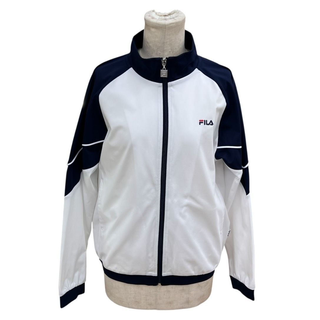 FILA フィラ トップス ジップアップ ブルゾン ホワイト×ネイビー M