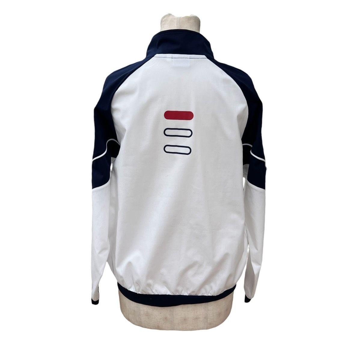 FILA フィラ トップス ジップアップ ブルゾン ホワイト×ネイビー M