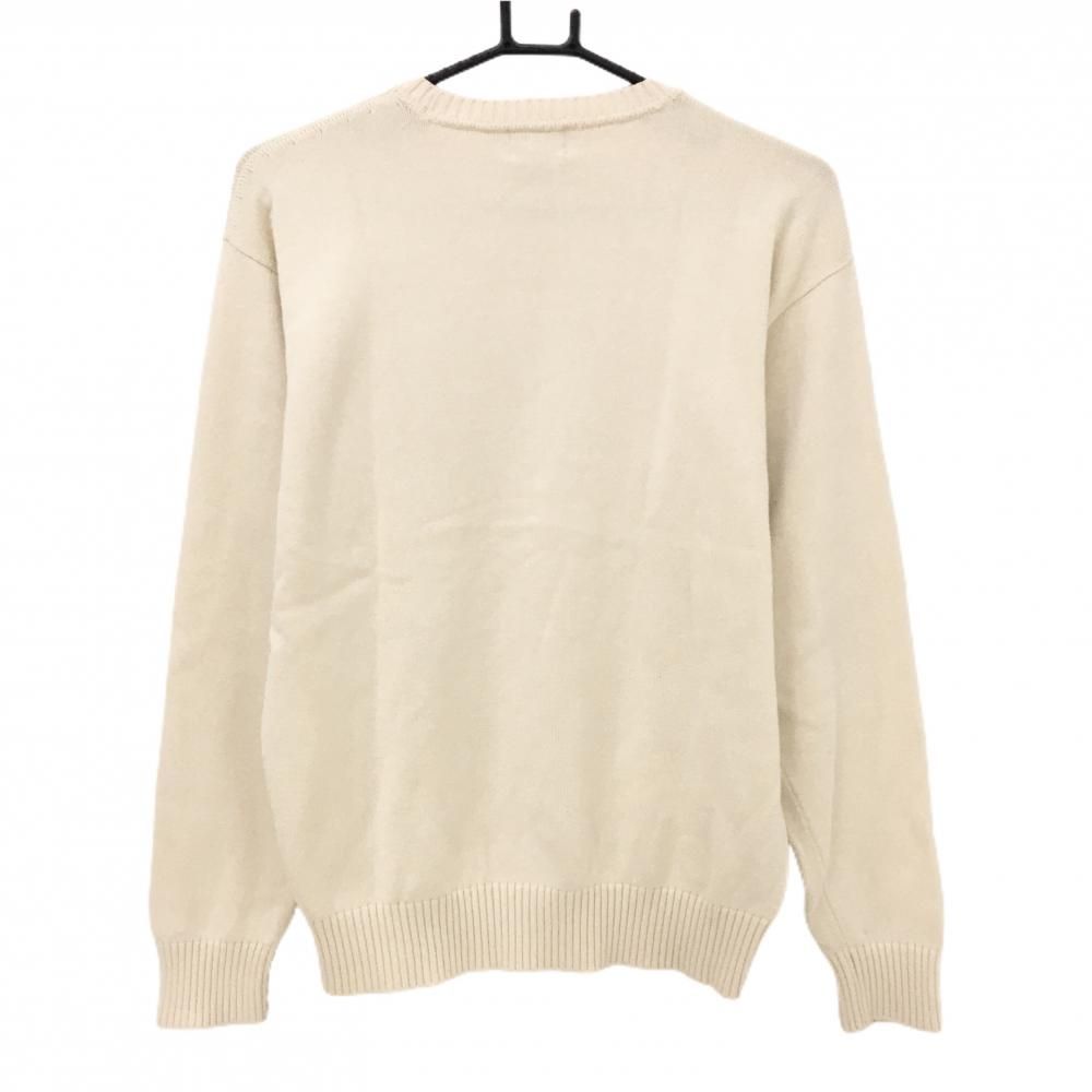 美品】パーリーゲイツ セーター アイボリー フラッグ柄 コットン100