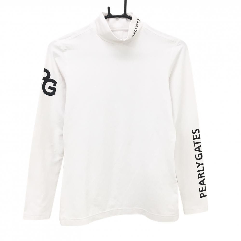 超美品】パーリーゲイツ ハイネックインナーシャツ 白 ロゴネイビー