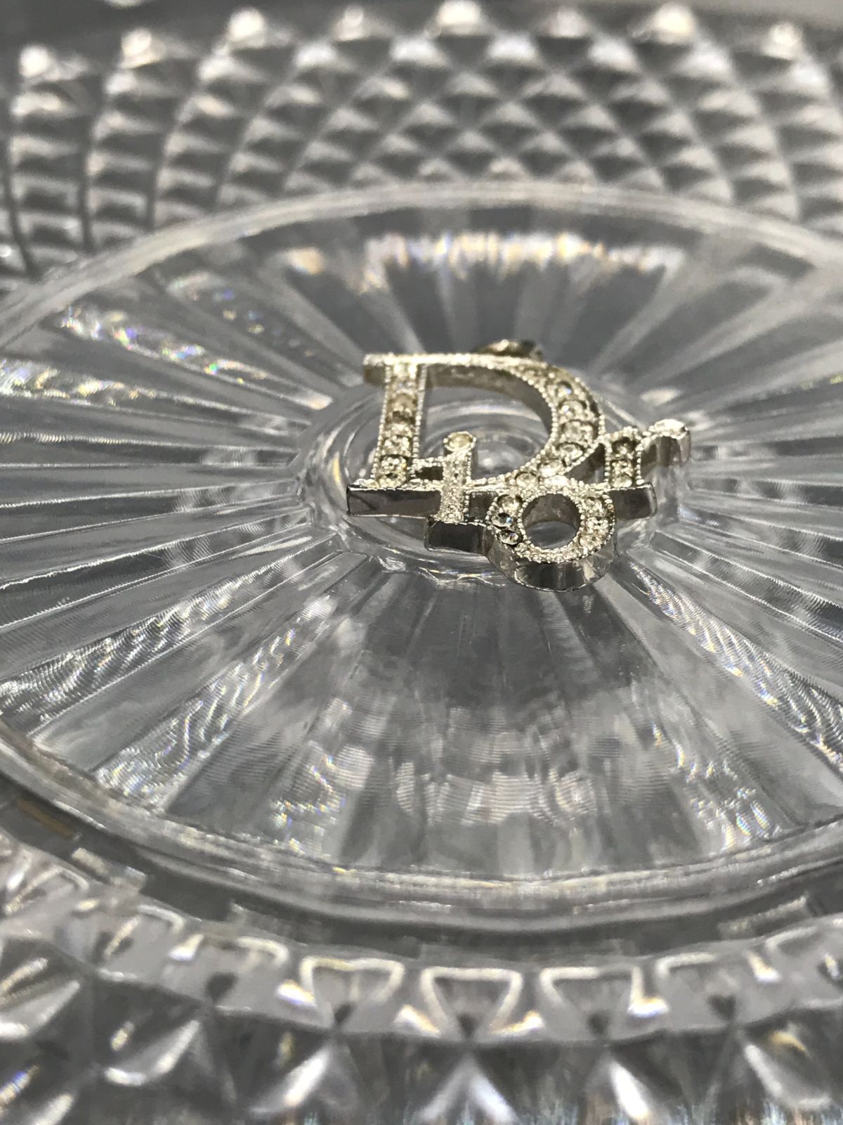 Christian Dior ディオール ピアス 片耳 ラインストーン シルバー 5006