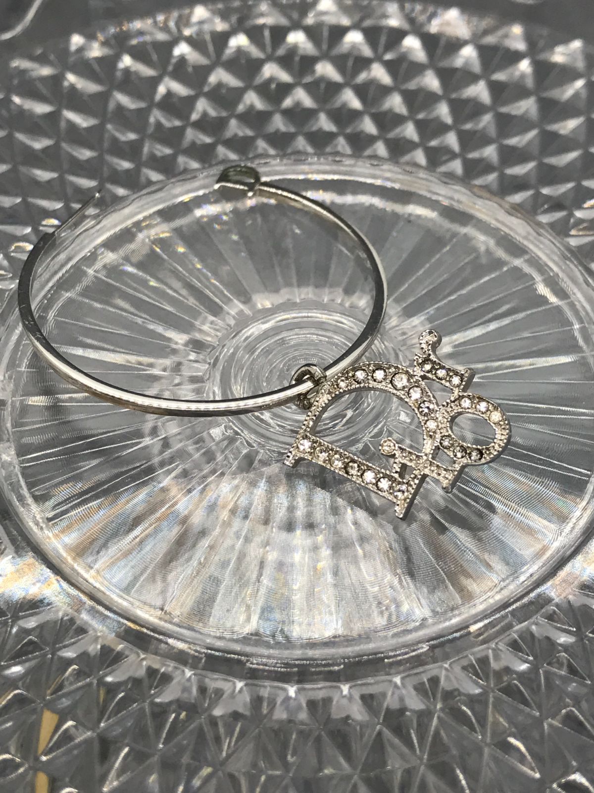 Christian Dior ディオール ピアス 片耳 ラインストーン シルバー 5006