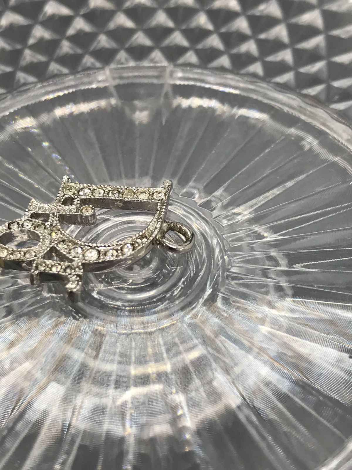 Christian Dior ディオール ピアス 片耳 ラインストーン シルバー 5006