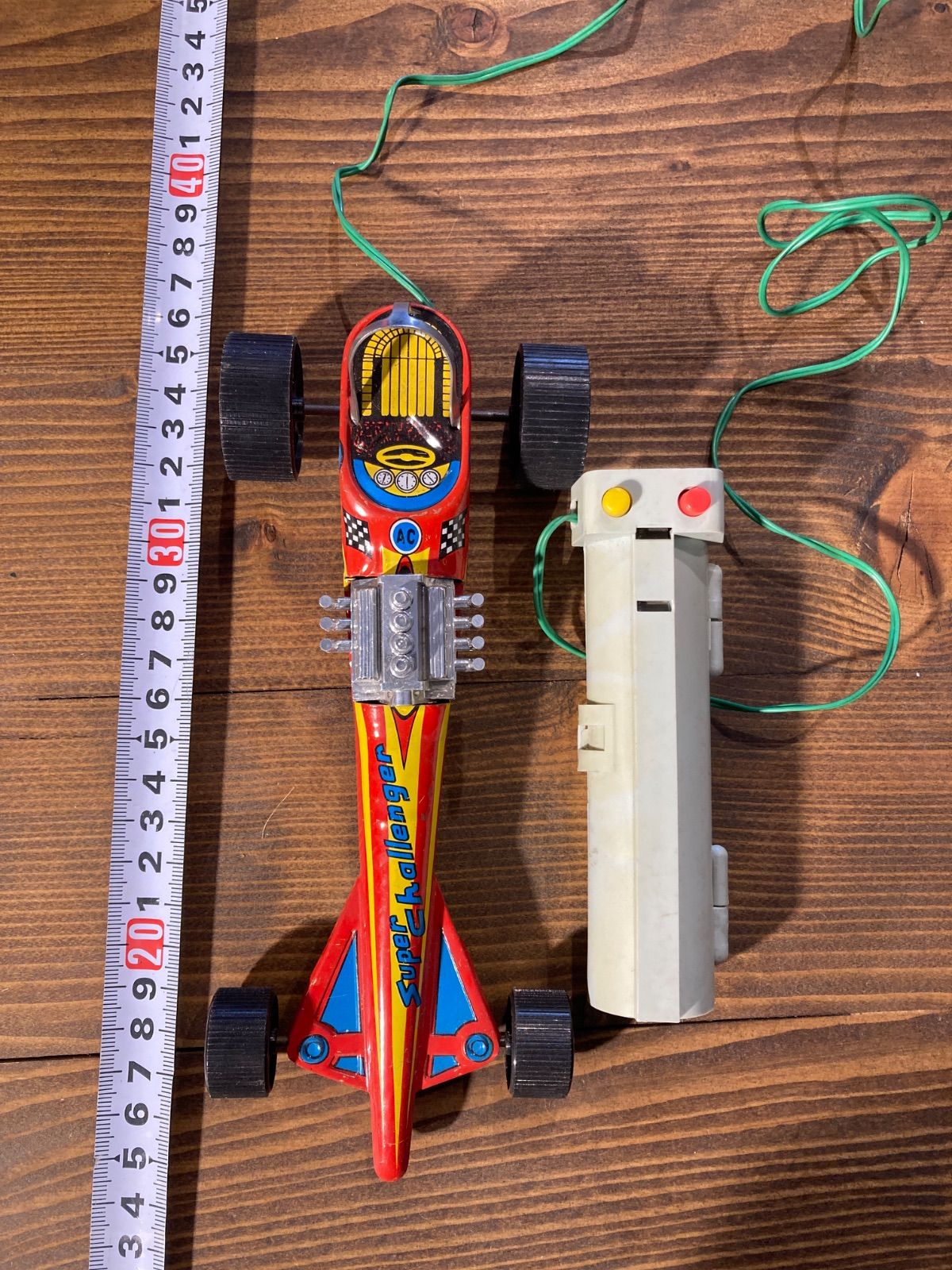 MP092) タカトク リモートコントロール Drag Racer ドラッグレーサー レーシングカー ブリキ 玩具 通電確認済み 昭和レトロ 箱付き 現状品