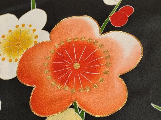 平和屋着物[]極上 七五三 女の子 7歳 祝着・袋帯セット 駒刺繍 枝梅文