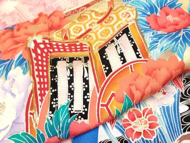 平和屋着物[]極上 七五三 女の子 7歳 祝着・袋帯セット 駒刺繍 扇面