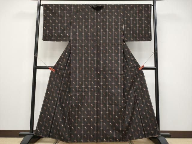 平和屋着物●極上　国指定重要無形文化財　本場久米島紬　手織　逸品　未使用　CYAA4512s6 平和屋本店▽極上 国指定重要無形文化財 本場久米島紬 単衣 手織