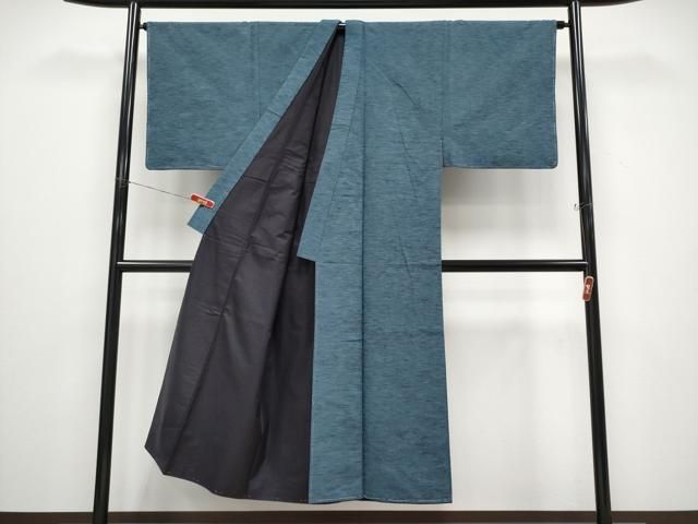 平和屋着物○極上 男性 紬 アンサンブル 錆鼠色地 逸品 未使用