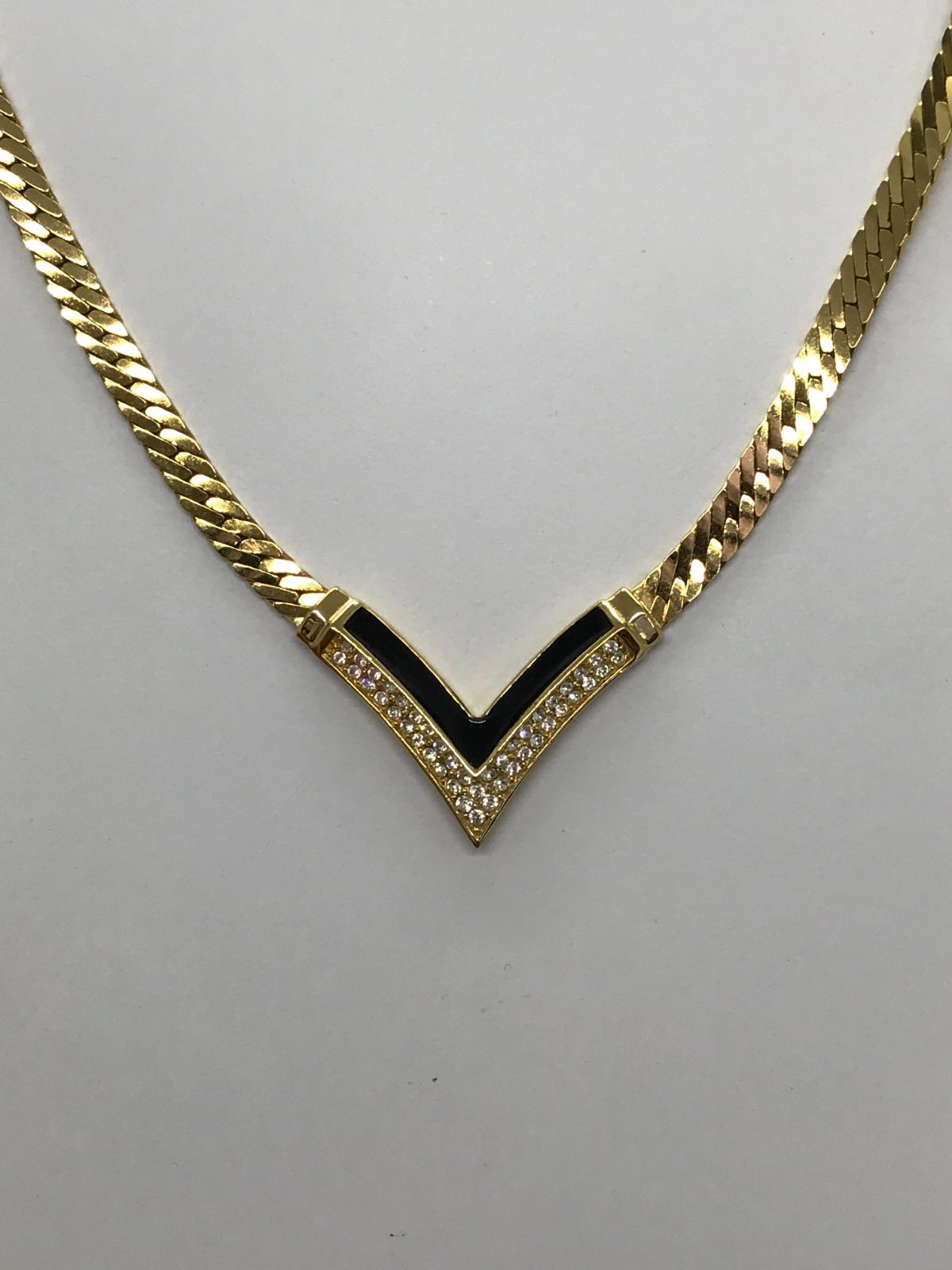 希少・美品　Christian Dior　ディオール　ネックレス　ラインストーン　ゴールド×ブラック系　5207
