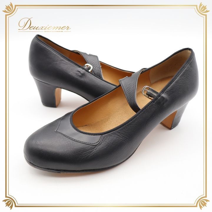 フラメンコ 衣装 シューズ 25cm ブラック系 靴 くつ ヒール 日本製 釘