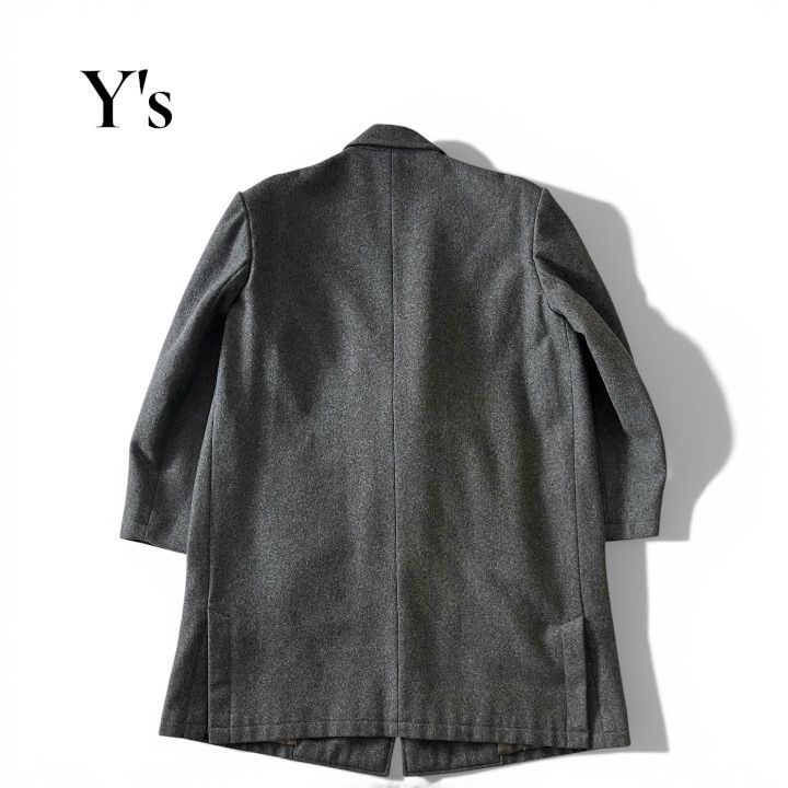 70s～80s Y's ワイズ 初期タグ ウールチェスターコート 3B グレー