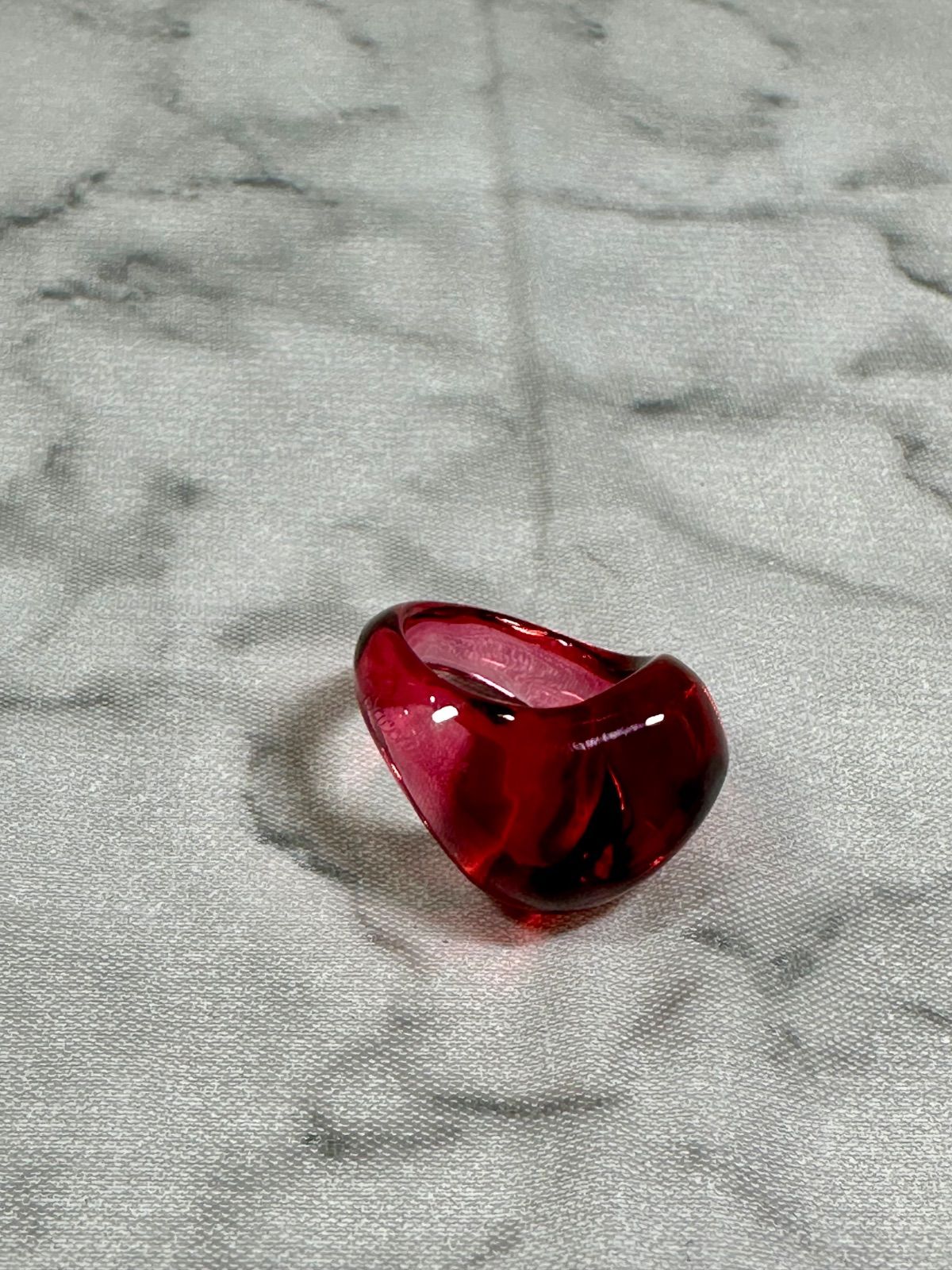 バカラ クリスタル ガラス リング 指輪 Baccarat レッド 赤 内径約17