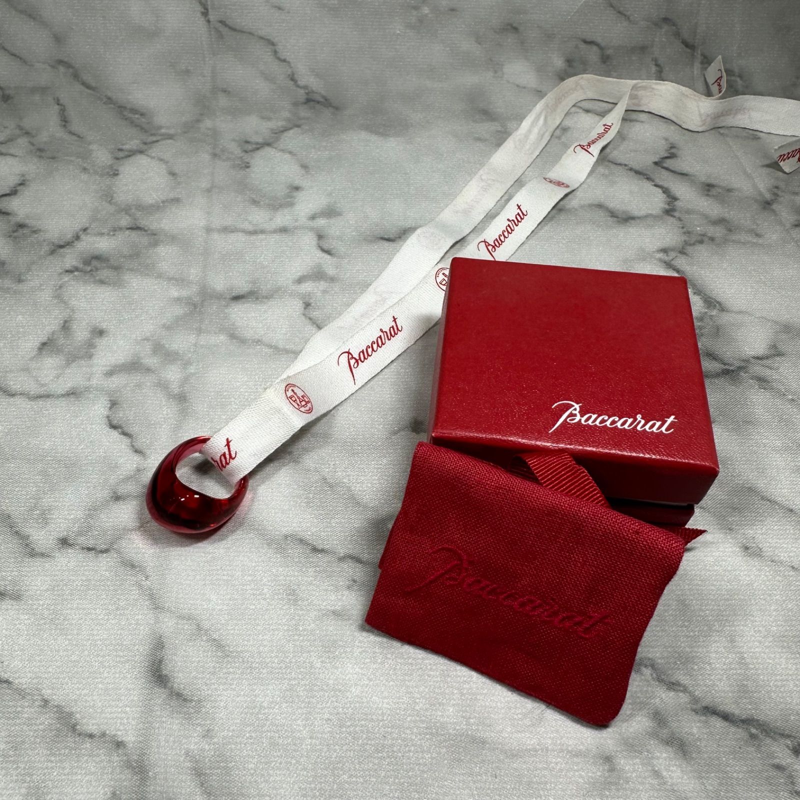 バカラ クリスタル ガラス リング 指輪 Baccarat レッド 赤 内径約17