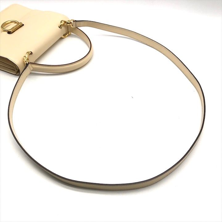 超美品 CELINE セリーヌ ガンチーニ ゴールド金具 トップハンドル 2WAY ハンド ショルダー バッグ ホワイト ブランド BAG tm111 超美品 CELINE セリーヌ ガンチーニ ゴールド金具 トップハンドル 2WAY