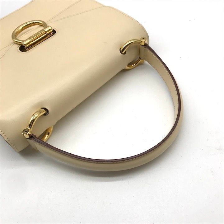 超美品 CELINE セリーヌ ガンチーニ ゴールド金具 トップハンドル 2WAY ハンド ショルダー バッグ ホワイト ブランド BAG tm111 超美品 CELINE セリーヌ ガンチーニ ゴールド金具 トップハンドル 2WAY