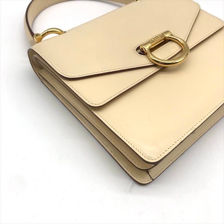 超美品 CELINE セリーヌ ガンチーニ ゴールド金具 トップハンドル 2WAY ハンド ショルダー バッグ ホワイト ブランド BAG tm111 超美品 CELINE セリーヌ ガンチーニ ゴールド金具 トップハンドル 2WAY