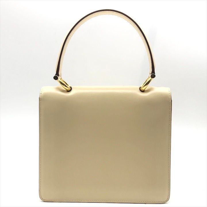 超美品 CELINE セリーヌ ガンチーニ ゴールド金具 トップハンドル 2WAY ハンド ショルダー バッグ ホワイト ブランド BAG tm111 超美品 CELINE セリーヌ ガンチーニ ゴールド金具 トップハンドル 2WAY